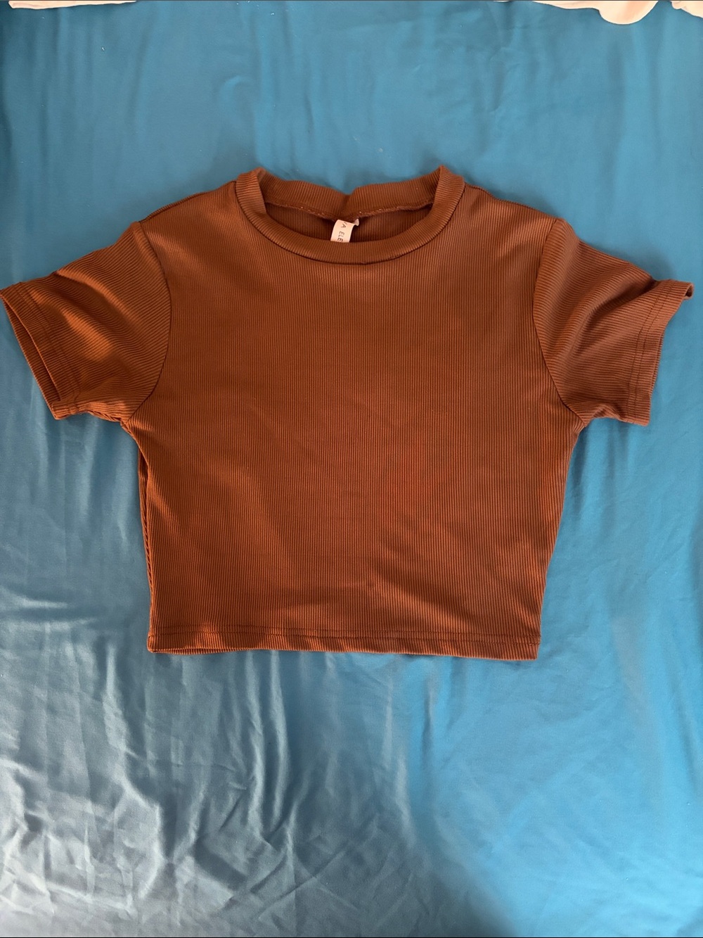 Kids Ribbed Short Sleeve Top - Brown